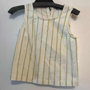 White and neon green striped top, Size S, Banana Republic